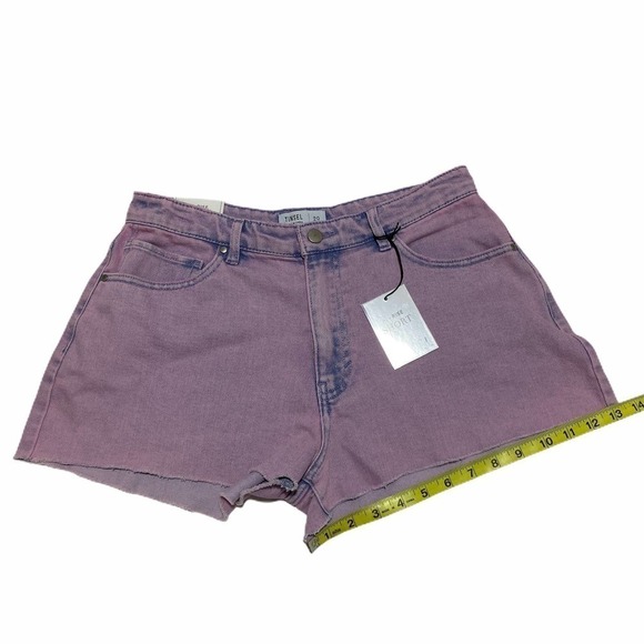 PURPLE Denim Hi-Rise Raw Hem Shorts - Picture 6 of 9